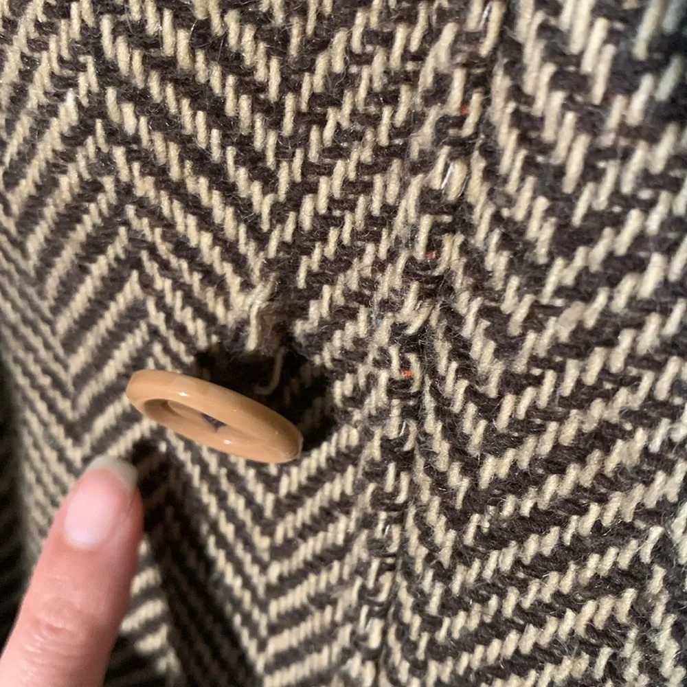 UNITED COLORS OF BENETTON Vintage Brown Houndstooth Jacket - Size 46 (Medium) - Picture 12 of 16